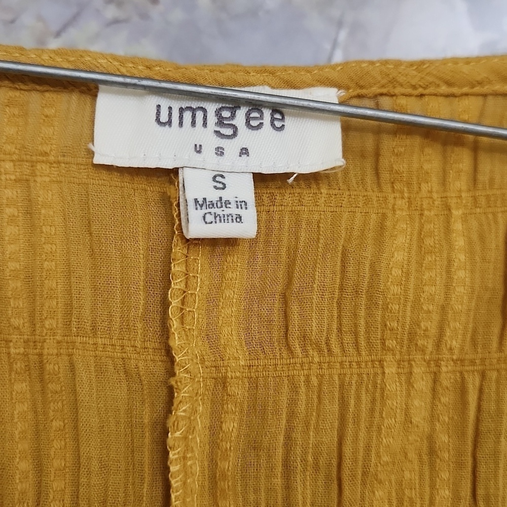 97%Cotton Yellow V-Neck Women's Boxy Boho Top Lagenlook Minimalist - Picture 5 of 8